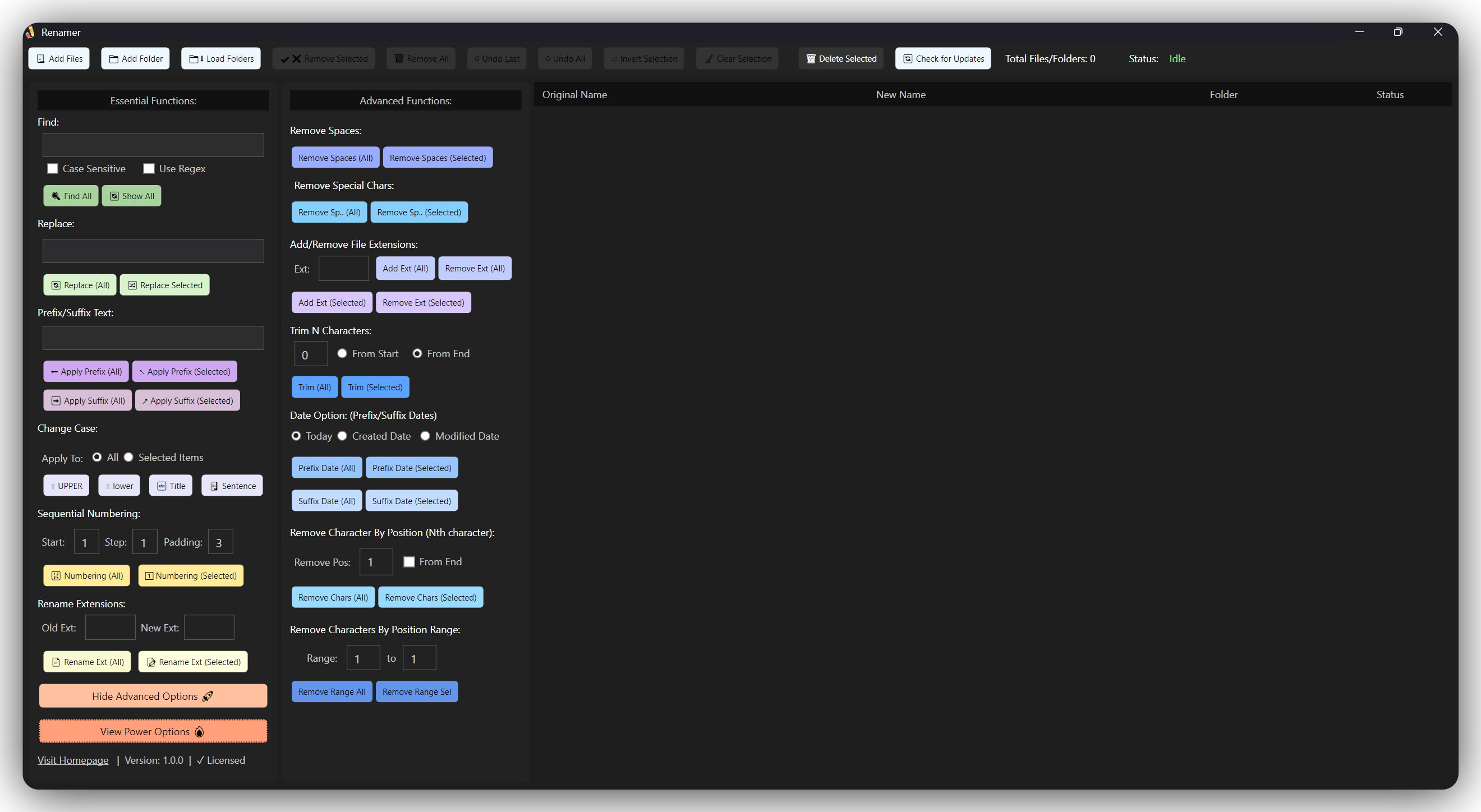 Renamer screenshot - live preview