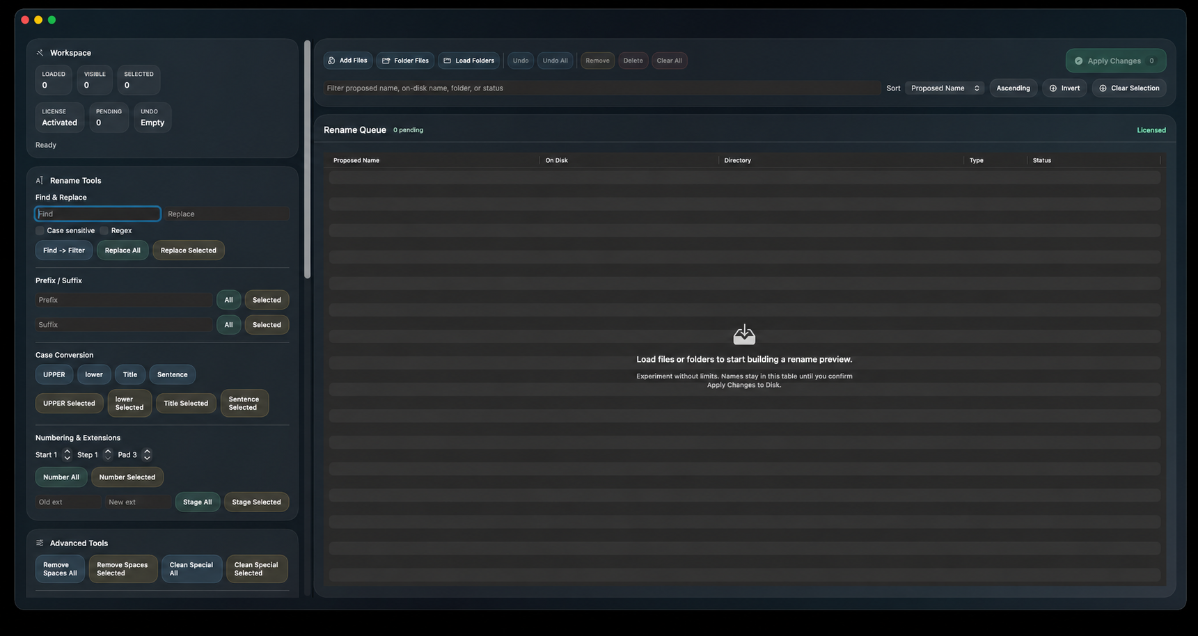 Renamer for Mac displaying batch filename rules